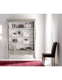 LIBRERIA 3 CASSETTI  PIU VANI A GIORNO LACCATA BICOLORE GRIGIO E BIANCA