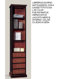 LIBRERIA A GIORNO ANTICHIZZATA  CON 4 CASSETTI