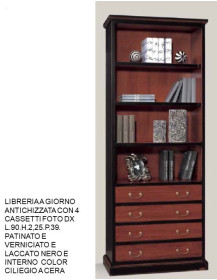 LIBRERIA A GIORNO ANTICHIZZATA CON 4 CASSETTI