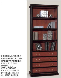 LIBRERIA A GIORNO ANTICHIZZATA CON 4 CASSETTI