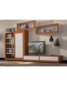 LIBRERIA SOGGIORNO LACCATA E CILIEGIO