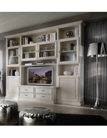 LIBRERIA IN LEGNO LACCATA  PATINATA BIANCA