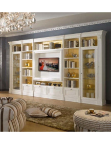 LIBRERIA  LACCATA CON VETRO E PORTA  TV CENTRALE