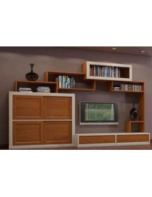 LIBRERIA SOGGIORNO VERNICIATO CILIEGIO E LACCATO