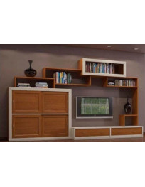 LIBRERIA SOGGIORNO VERNICIATO CILIEGIO E LACCATO