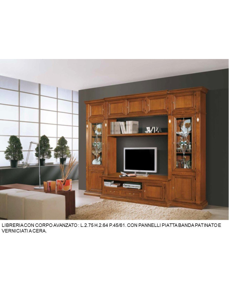 LIBRERIA CON CORPO AVANZATO CON VANO TV