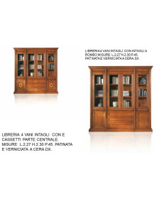 LIBRERIA 4 VANI INTAGLI  CON E CASSETTI PARTE CENTRALE