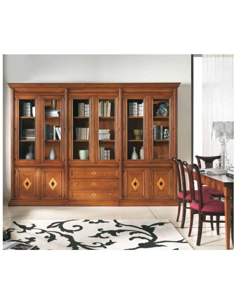 LIBRERIA 6 VANI CON INTAGLI A ROMBO