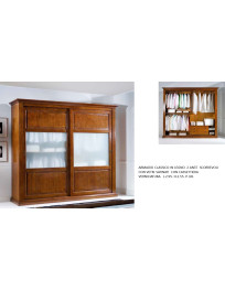 ARMADIO CLASSICO IN LEGNO  2 ANTE  SCORREVOLI CON VETRI SATINATI