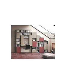 LIBRERIA SCALETTATA CON ANTE BAULE E SCRIVANIA