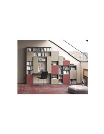 LIBRERIA SCALETTATA CON ANTE BAULE E SCRIVANIA