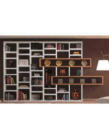 LIBRERIA MODERNA  A GIORNO CON ELEMENTI NOCE