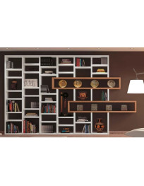 LIBRERIA MODERNA  A GIORNO CON ELEMENTI NOCE