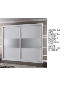 ARMADIO DUE ANTE SCORREVOLI CON VETRI  SATINATI
