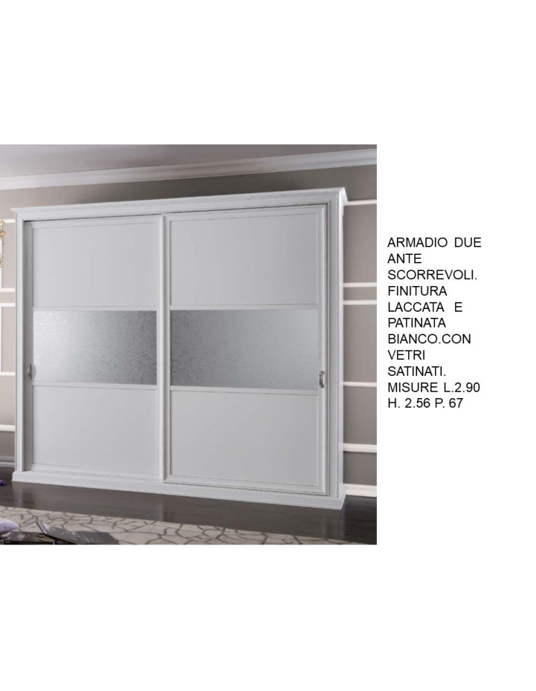 ARMADIO DUE ANTE SCORREVOLI CON VETRI  SATINATI