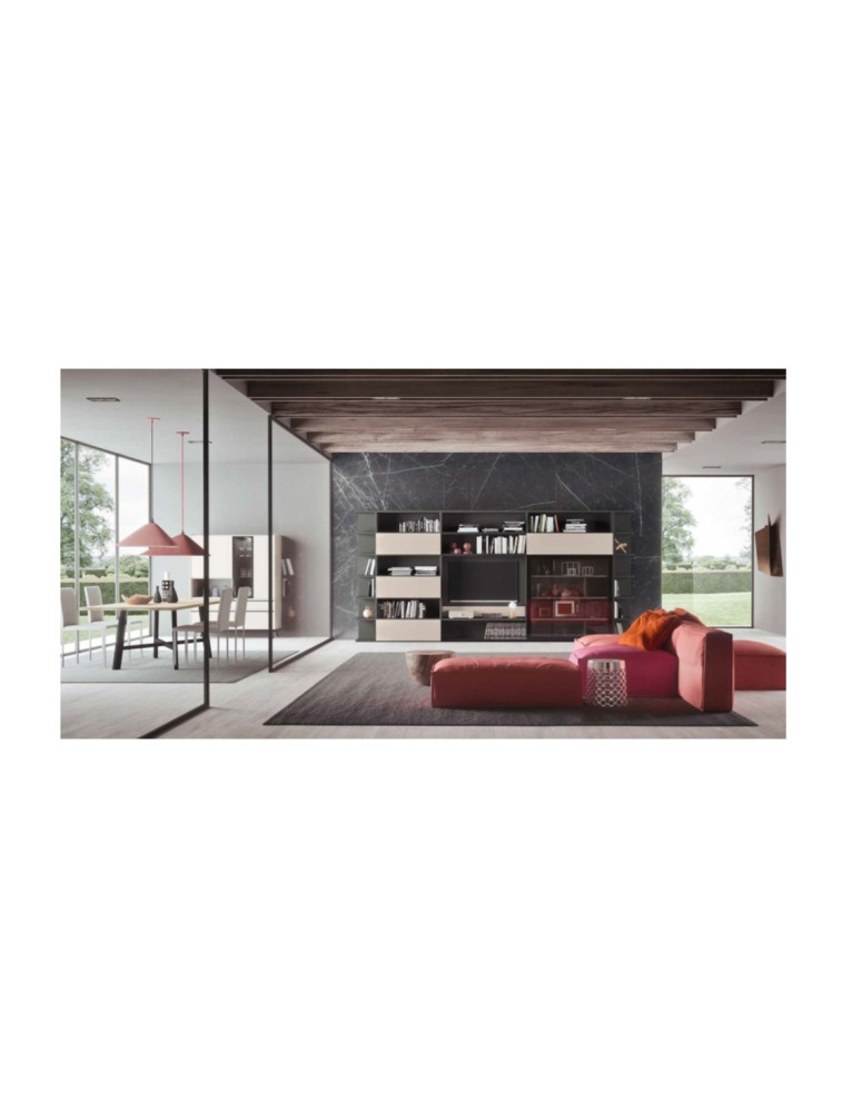 LIBRERIA CON RIBALTE,APERTURA CON PUSH TO OPEN