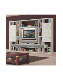 LIBRERIA MODERNA LACCATA BIANCA CON CORNICE PORTA TV