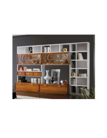 LIBRERIA MODERNA VERNICIATA COLOR NOCE E  LACCATA BIANCA