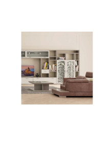 LIBRERIA MODERNA ANGOLARE LACCATA BIANCA E MARRONE TENUE