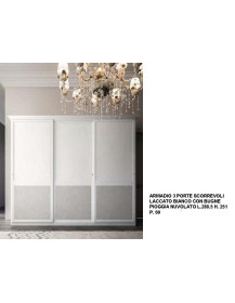 ARMADIO A 3 ANTE SCORREVOLI LACCATO BIANCO CON BUGNE