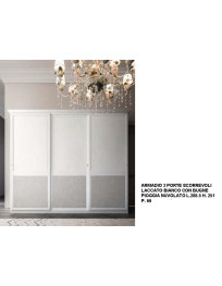 ARMADIO A 3 ANTE SCORREVOLI LACCATO BIANCO CON BUGNE