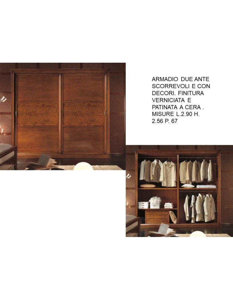 ARMADIO DUE ANTE SCORREVOLI E CON DECORI