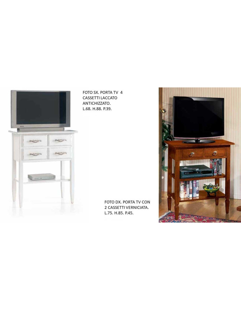 PORTA TV 2/4 CASSETTI  LACCATO ANTICHIZZATO