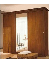 ARMADIO 3 ANTE SCORREVOLI NOCE CON UN’ANTA CENTRALE VETRO