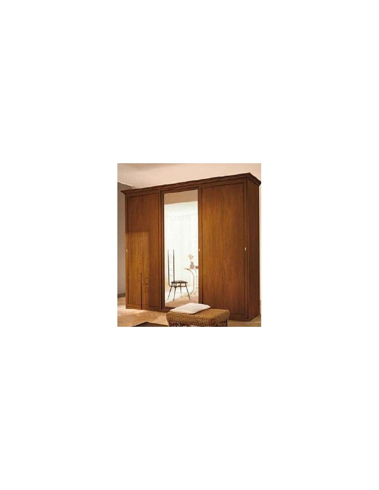 ARMADIO 3 ANTE SCORREVOLI NOCE CON UN’ANTA CENTRALE VETRO