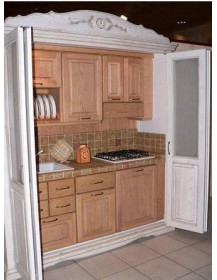 CUCINA SALVASPAZIO SU MISURA IN DECAPE AVORIO SCURO FRASSINO