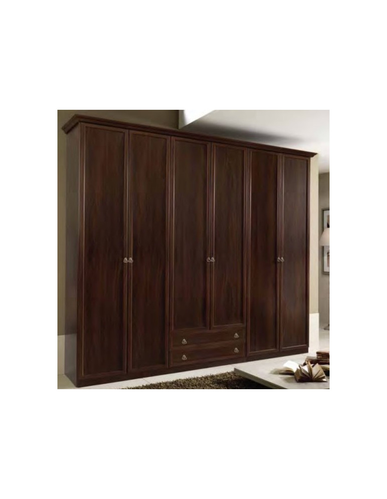 ARMADIO 6 ANTE A BATTENTE CLASSICO CON DUE CASSETTI ESTERNI