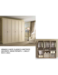 ARMADIO 6 ANTE CLASSICO A BATTENTE DECORATO