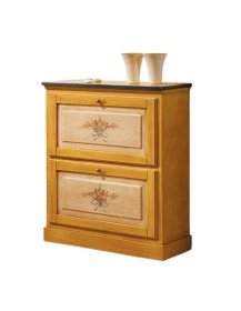 SCARPIERA 2 ANTE LACCATA GIALLA FILO BLU ANTICHIZZATA