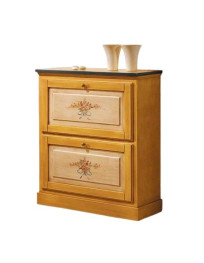 SCARPIERA 2 ANTE LACCATA GIALLA FILO BLU ANTICHIZZATA