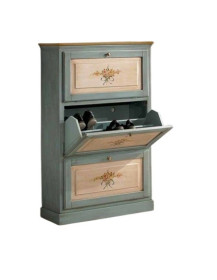 SCARPIERA 3 ANTE  LACCATA AZZURRA FILO OCRA ANTICHIZZATA