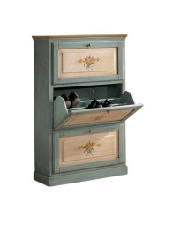 SCARPIERA 3 ANTE  LACCATA AZZURRA FILO OCRA ANTICHIZZATA