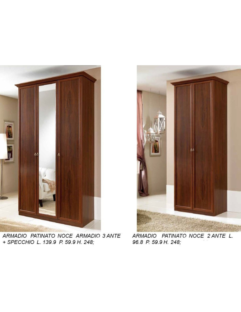 ARMADIO DUE ANTE PATINATO NOCE
