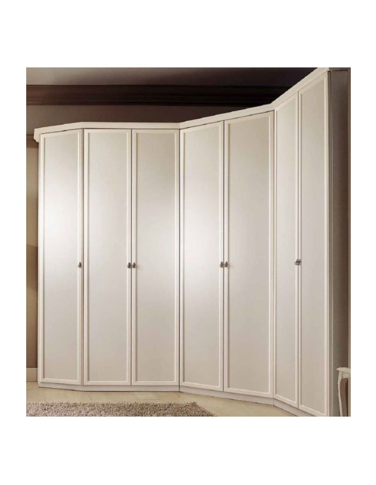 ARMADIO ANGOLARE PATINATO BEIGE A 7 PORTE