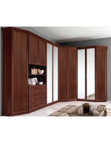 ARMADIO ANGOLARE PATINATO NOCE CON 4 SPECCHI