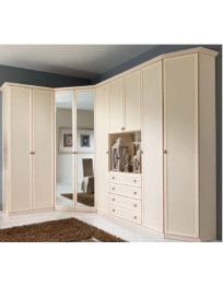 ARMADIO ANGOLARE CON SPECCHI CENTRALI LACCATO AVORIO