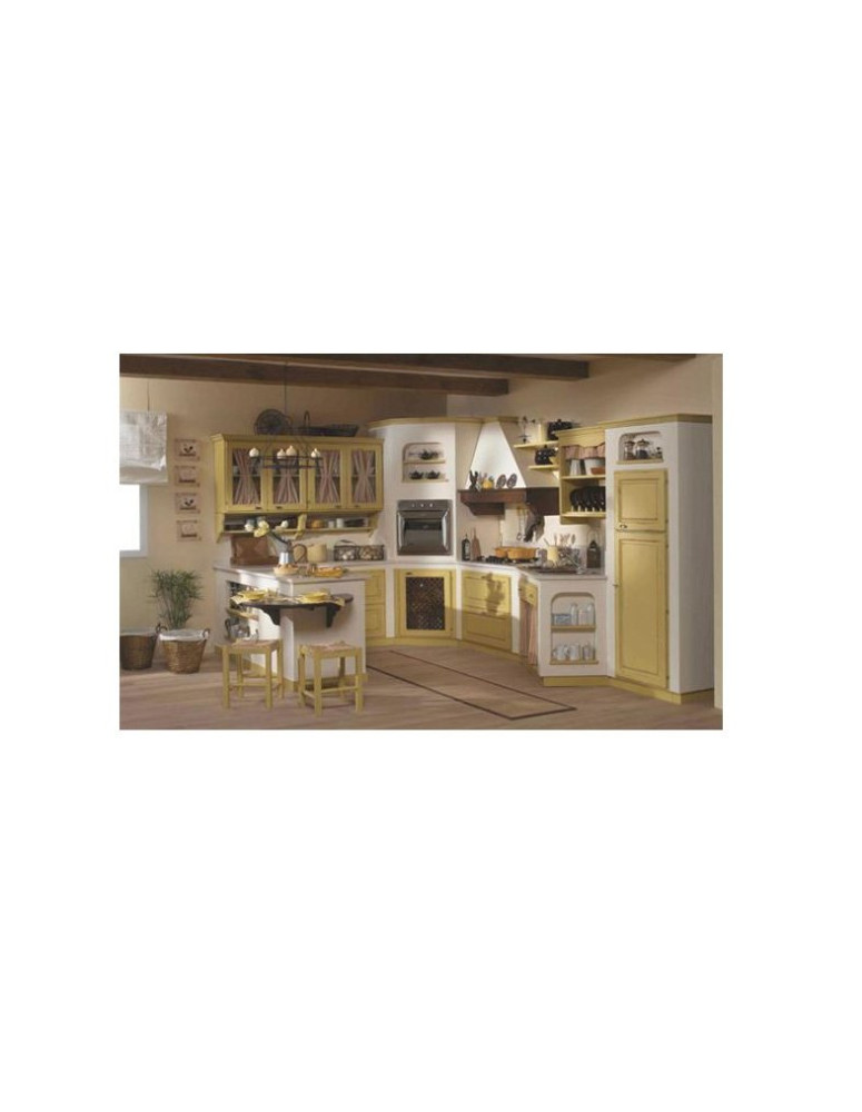 CUCINA IN MURATURA SU MISURA E DECAPE GIALLINO