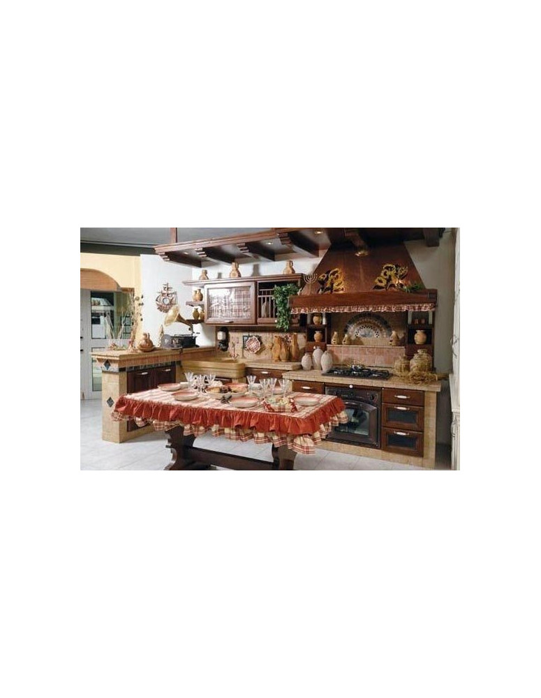 CUCINA IN MURATURA SU MISURA IN NOCE