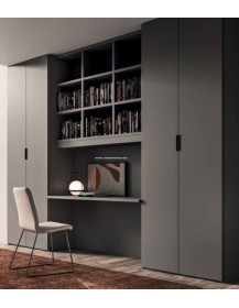ARMADIO A BATTENTE CON E PONTE CON LIBRERIA E SCRITTOIO