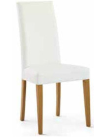 SEDIA  ECOPELLE BIANCA GAMBE VERN. ROVERE