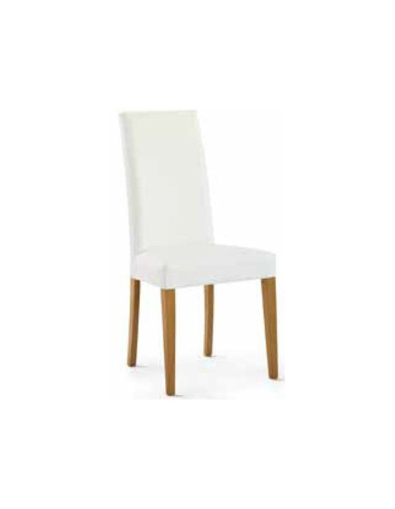 SEDIA  ECOPELLE BIANCA GAMBE VERN. ROVERE
