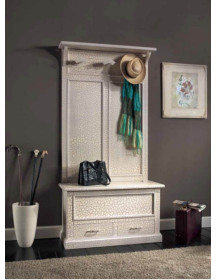 ATTACCAPANNI 3 POSTI E CASSAPANCA LACCATO CRAQUELE