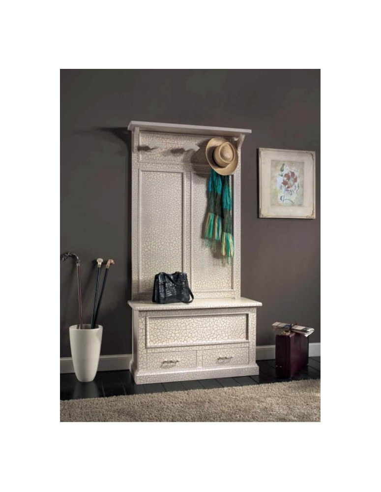 ATTACCAPANNI 3 POSTI E CASSAPANCA LACCATO CRAQUELE