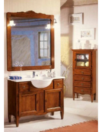 MOBILE BAGNO 2 PORTE 2 CASSETTI SPECCHIERA E VETRINETTA RIVERNICIATA