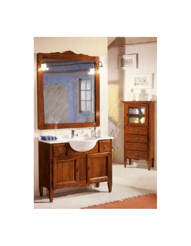 MOBILE BAGNO 2 PORTE 2 CASSETTI SPECCHIERA E VETRINETTA RIVERNICIATA