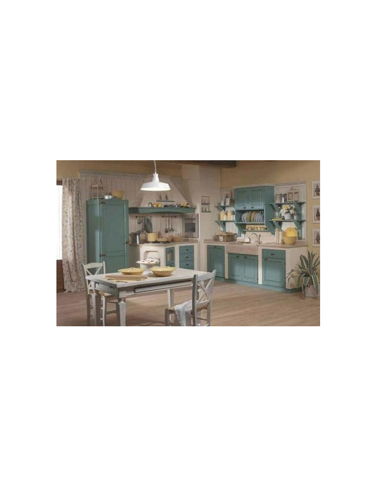 CUCINA IN MURATURA SU MISURA MURATURA E DECAPE AZZURRO